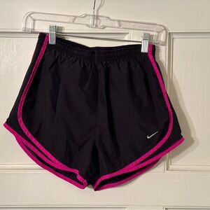 Nike Women's Dri Fit Tempo Black and Pink Athletic Shorts
